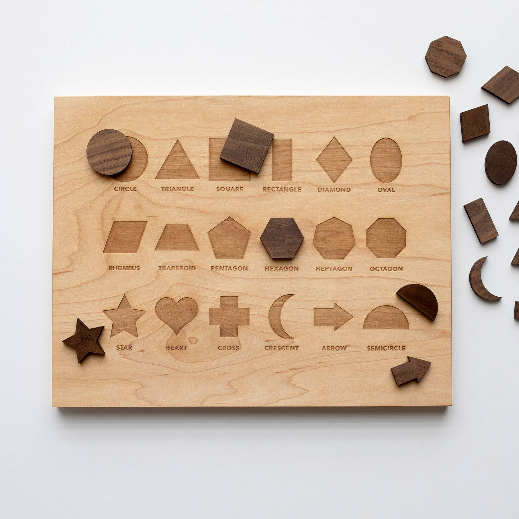 Gladfolk Wooden Shapes Board with Matching Shape Pieces