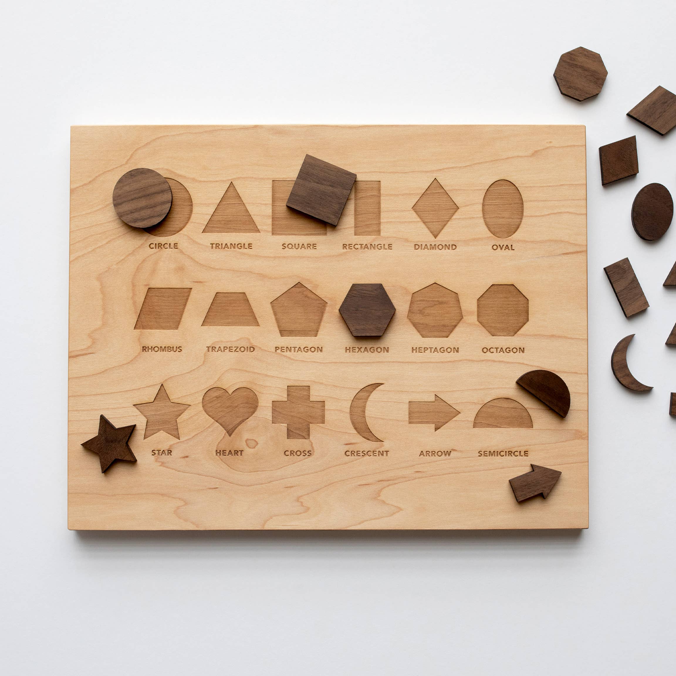 Gladfolk Wooden Shapes Board with Matching Shape Pieces