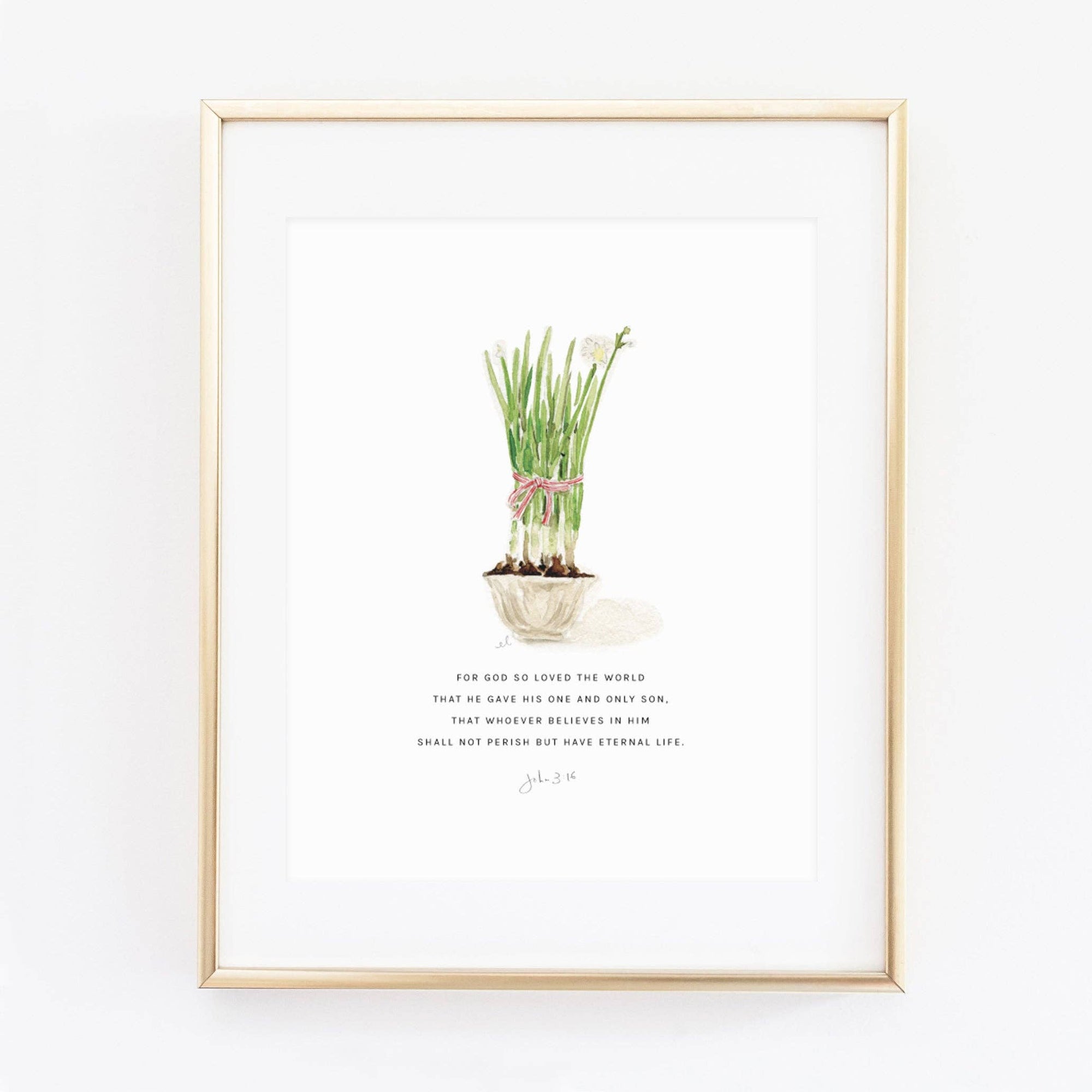 John 3:16 paperwhites scripture print