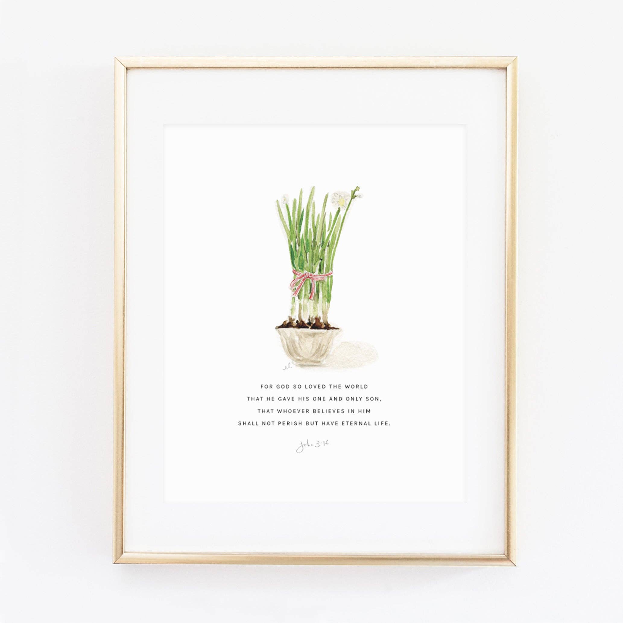 John 3:16 paperwhites scripture print