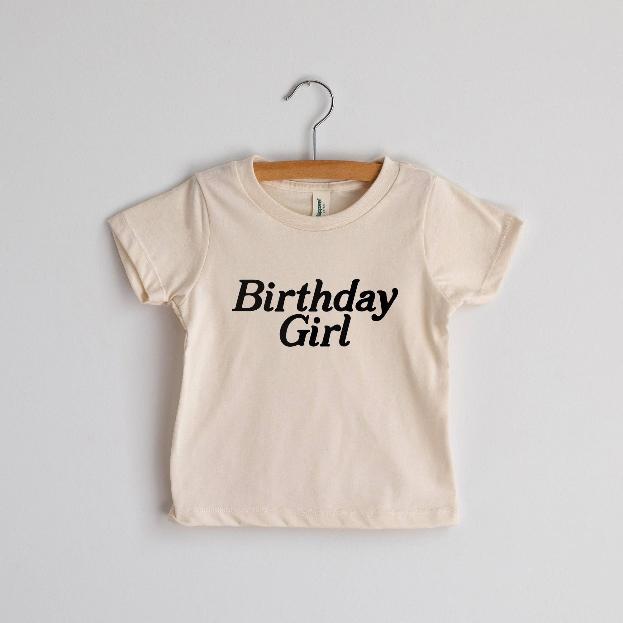 Gladfolk Birthday Girl Baby & Kids Tee • Cream Organic Cotton Shirt
