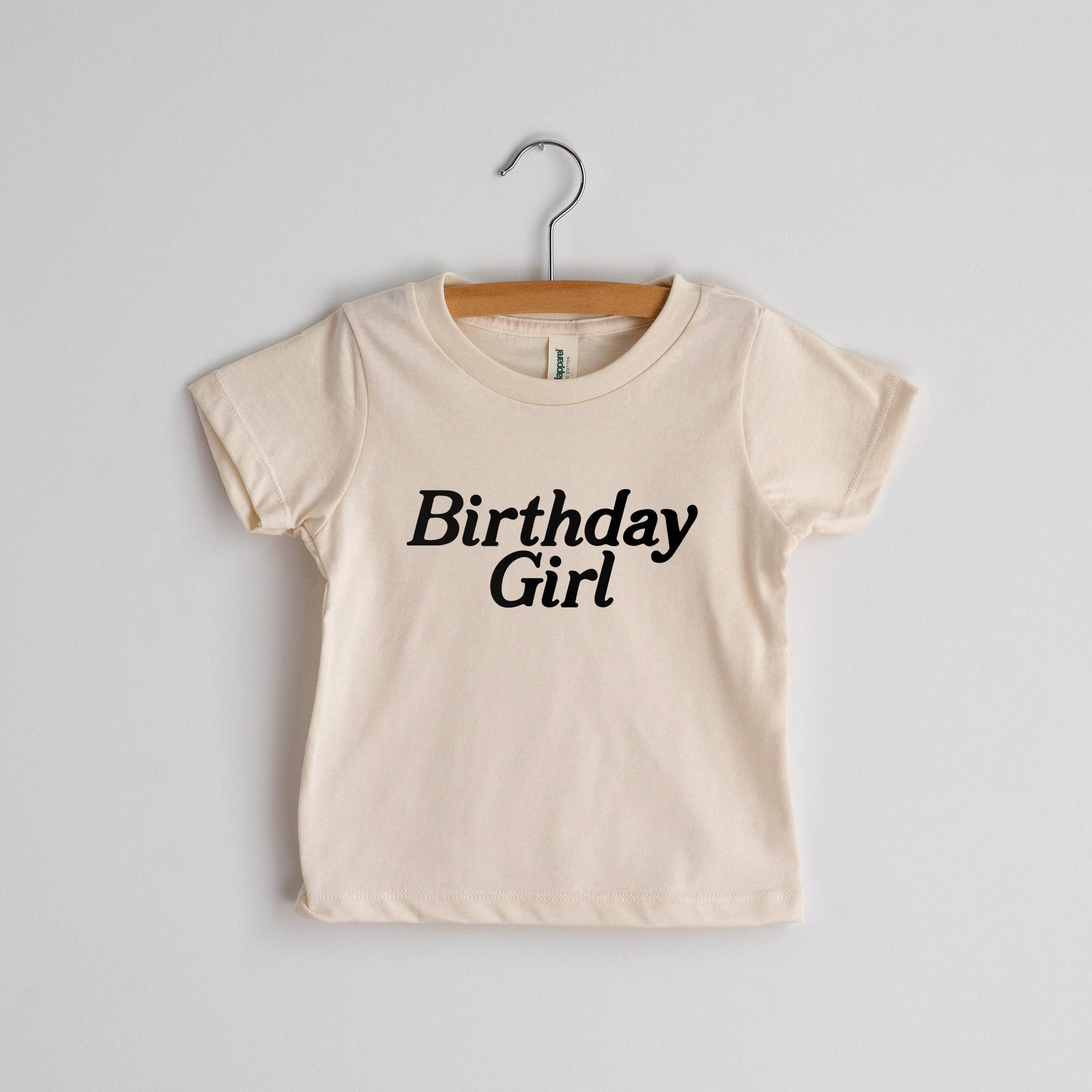 Gladfolk Birthday Girl Baby & Kids Tee • Cream Organic Cotton Shirt