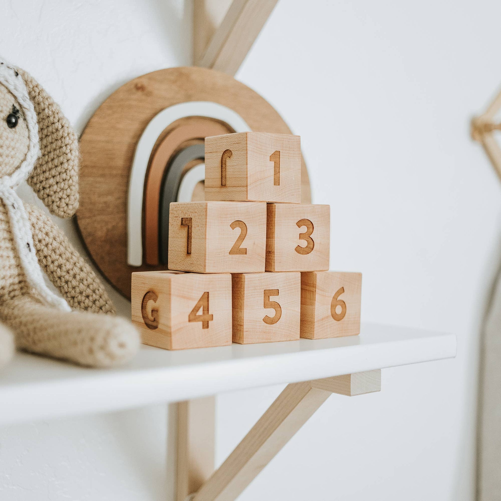 Gladfolk Modern Handmade Wooden Alphabet and Numeral Blocks