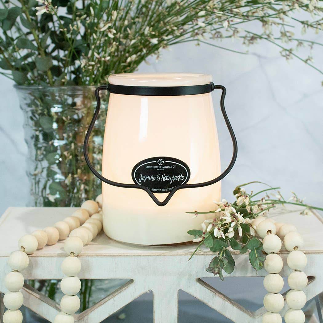 22 oz Butter Jar Candle: Jasmine & Honeysuckle