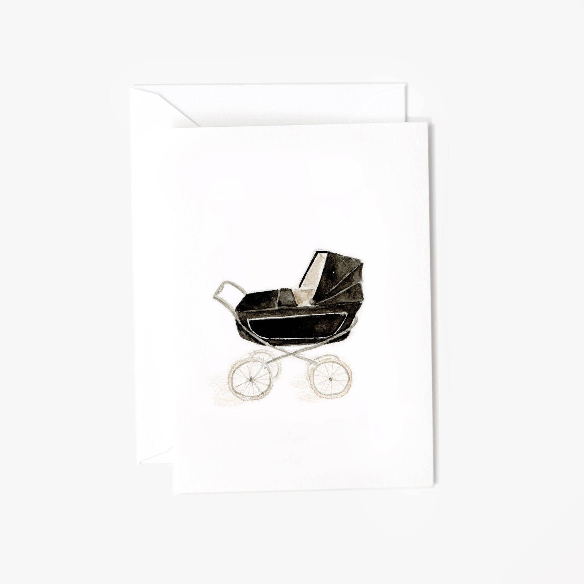 Baby carriage mini notecard