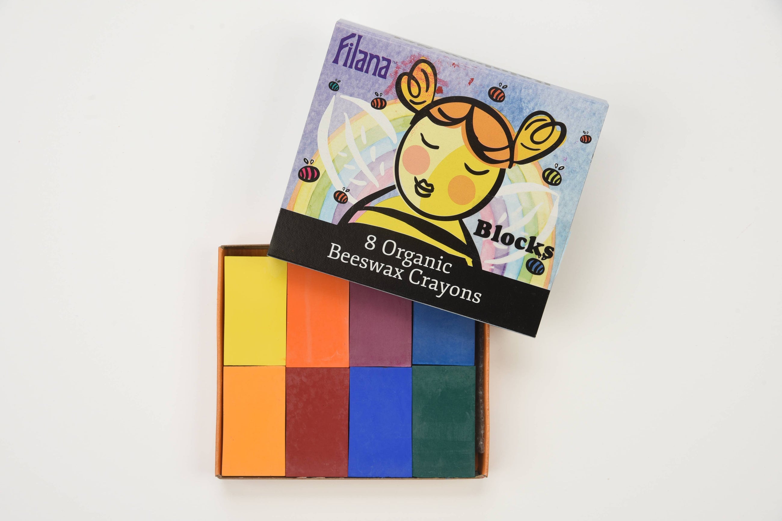Organic Beeswax Crayons: 8 Rainbow Colors in Block