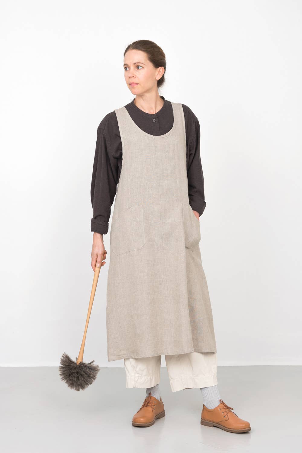 Linen Over Dress Apron Natural