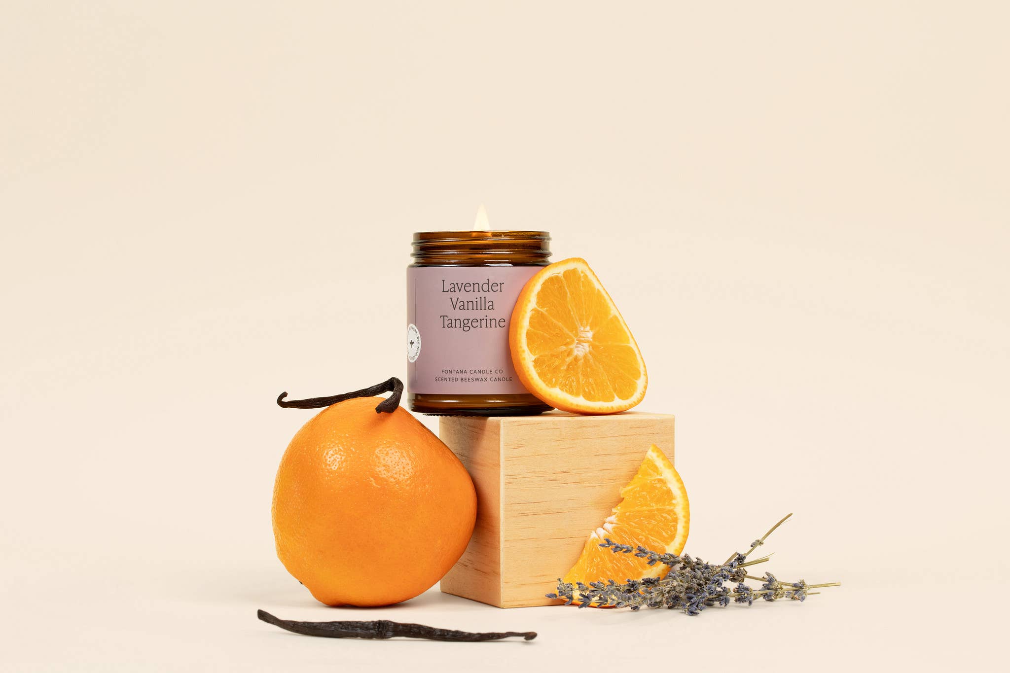 Lavender Vanilla Tangerine Beeswax Essential Oil Jar Candle