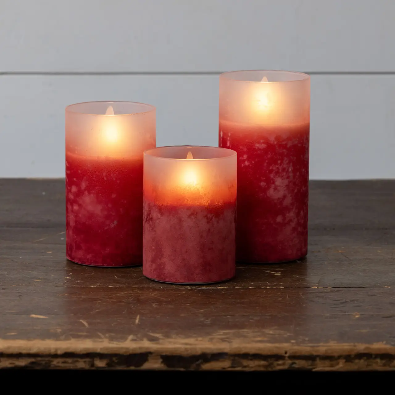 Red Frosted Glass 3D Flame Candle 5"