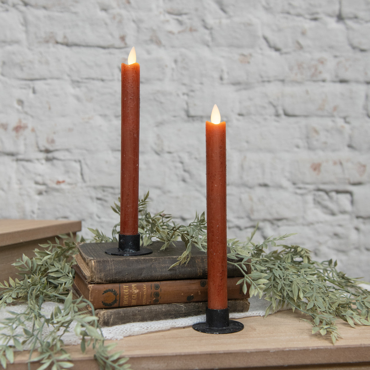 Moving Flame Bronze Taper Candle 9.5"