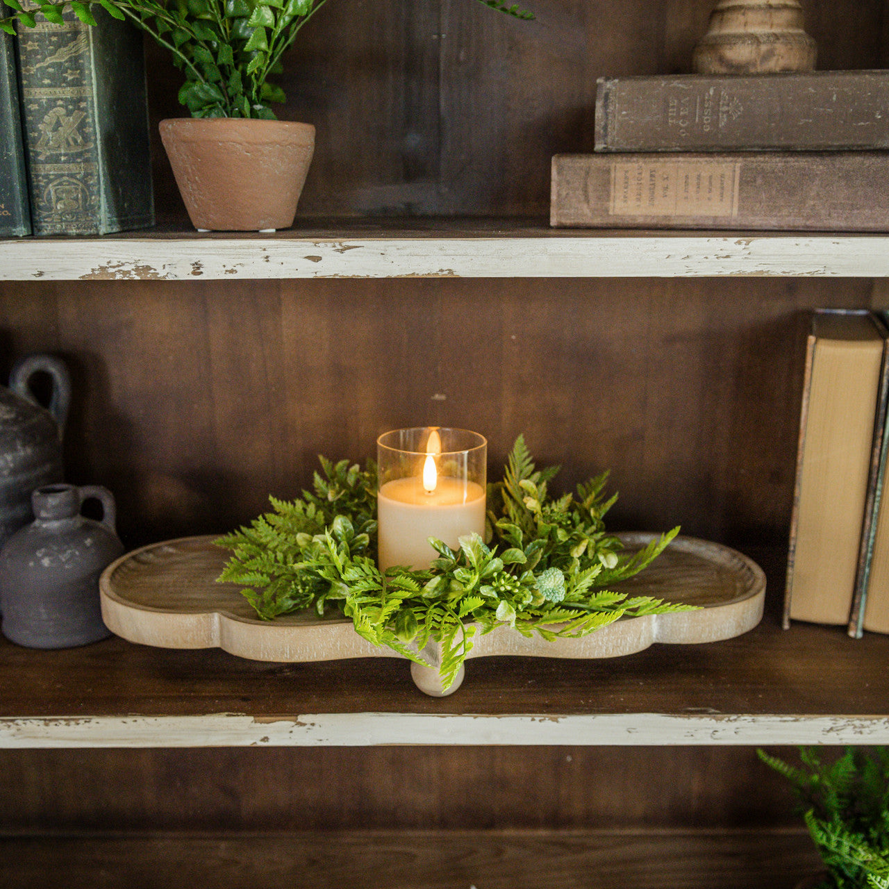 Tray, wood scalloped