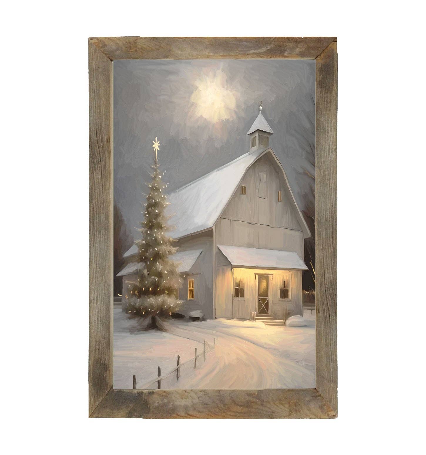 Christmas Night Farm-Vertical Frame