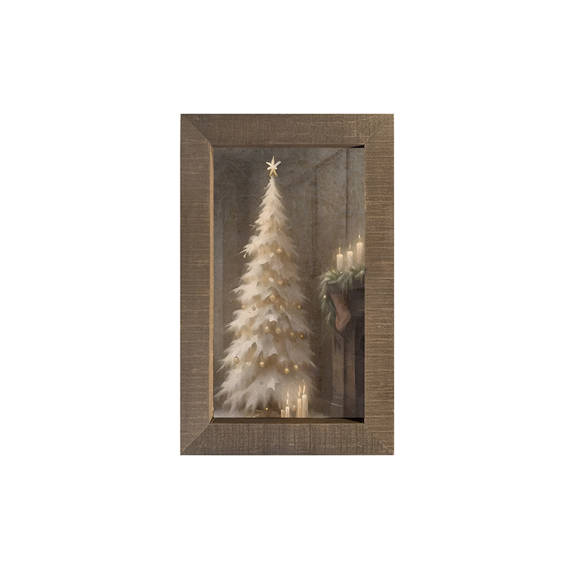 Gold and White Christmas Tree-Vertical Frame