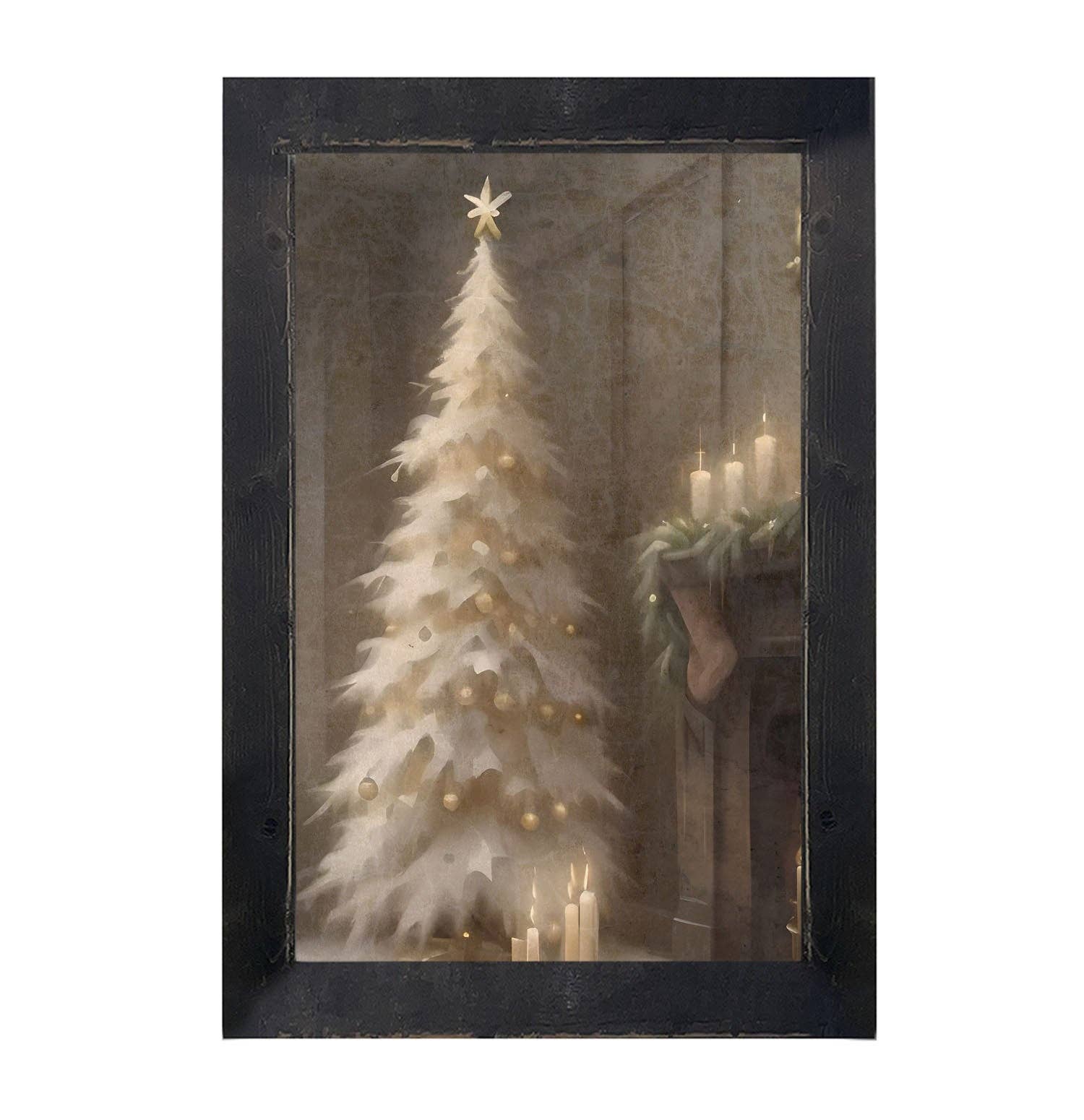 Gold and White Christmas Tree-Vertical Frame
