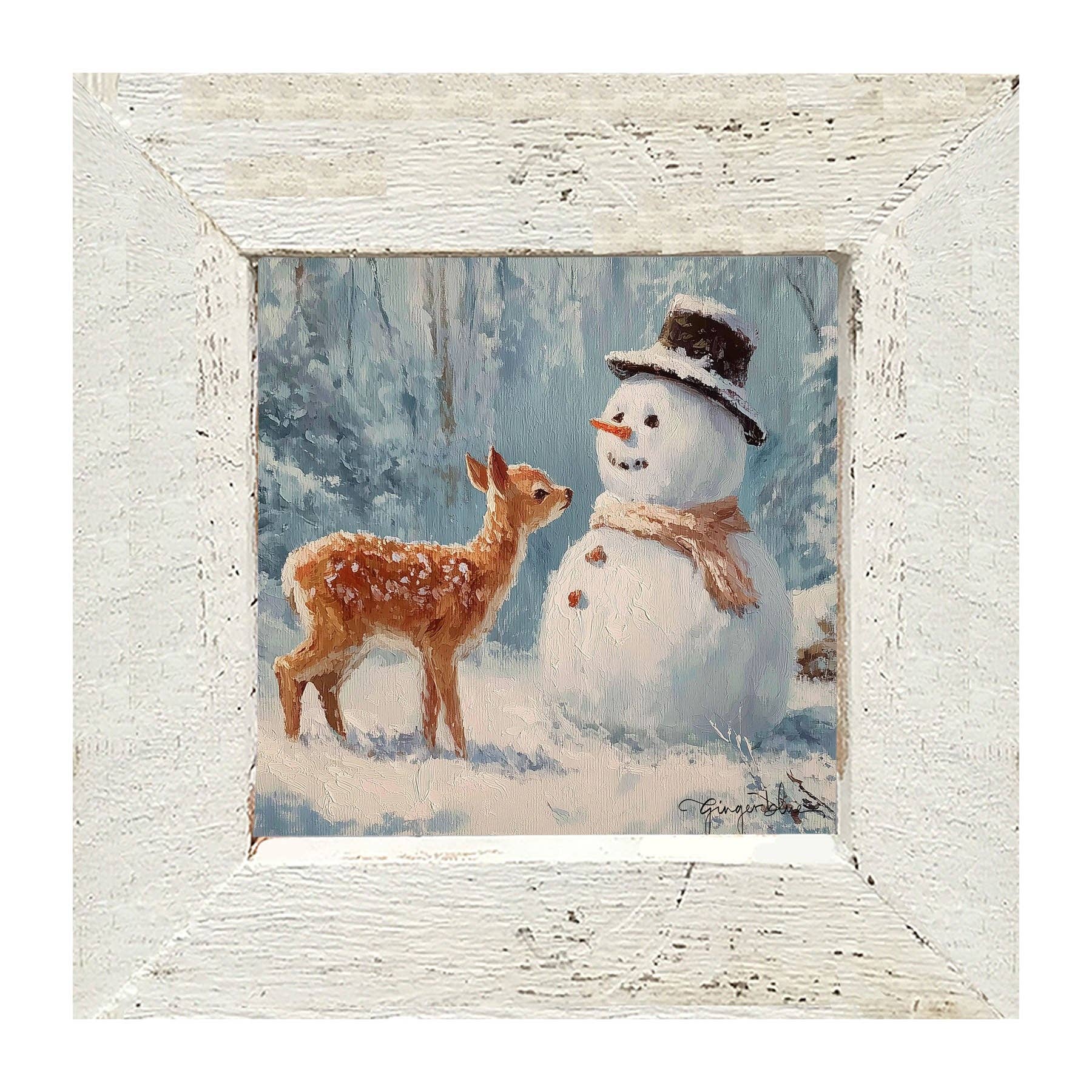 Deer with Snowman Friend
