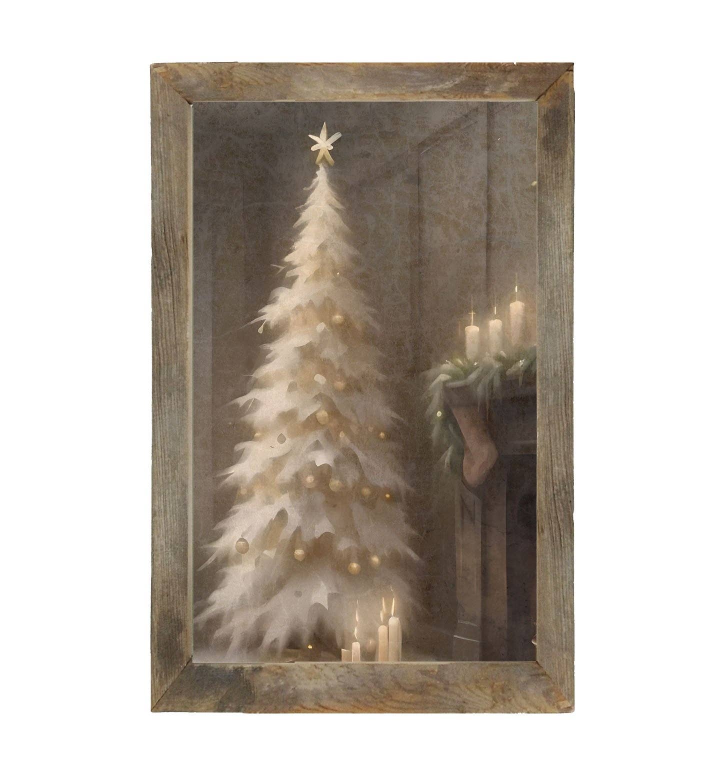 Gold and White Christmas Tree-Vertical Frame