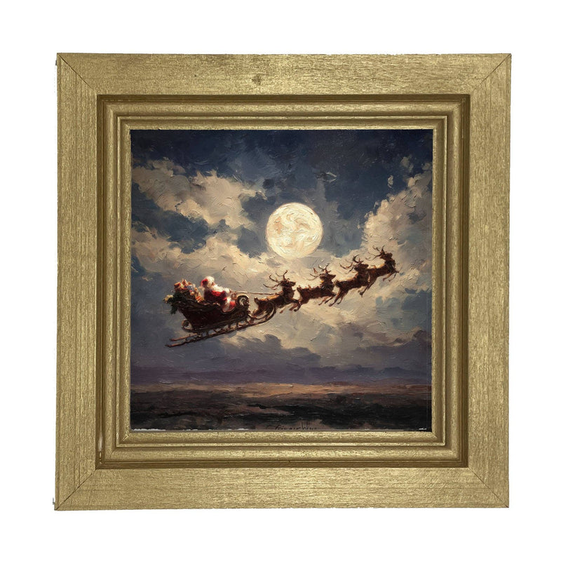 Santa Flying under Full Moon