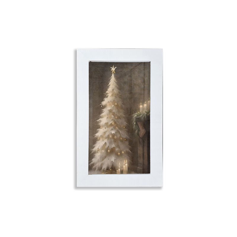 Gold and White Christmas Tree-Vertical Frame