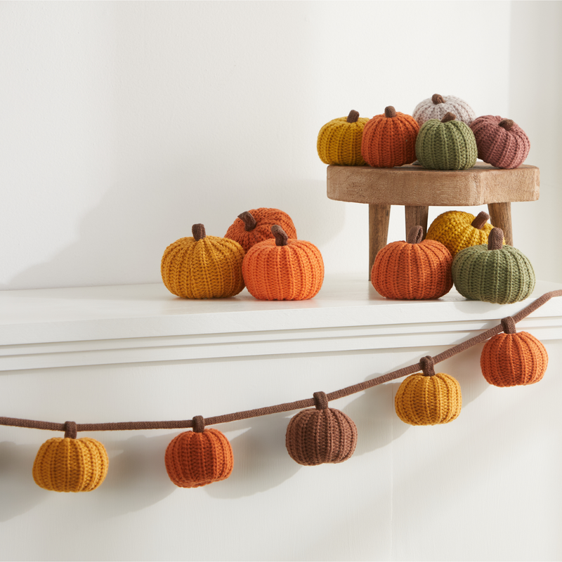 Knit Pumpkin Garland Autumn, Fall Accent, Thanksgiving Decor