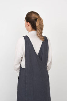 Linen Over Dress Apron Macadam