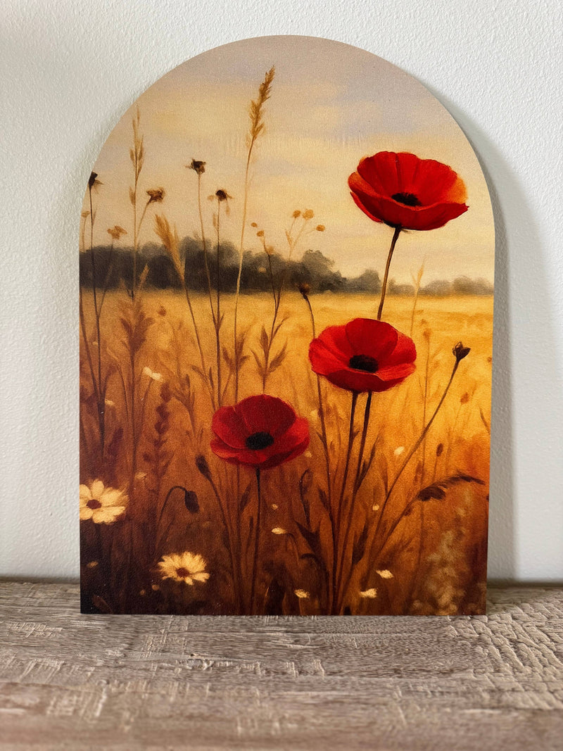 Fall Red Flowers, Arch | Fall Home Decor: Without Frame / Medium