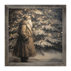 Santa near Lit Christmas Tree