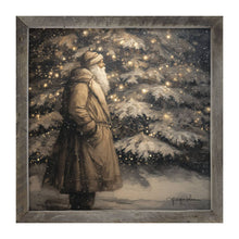 Santa near Lit Christmas Tree