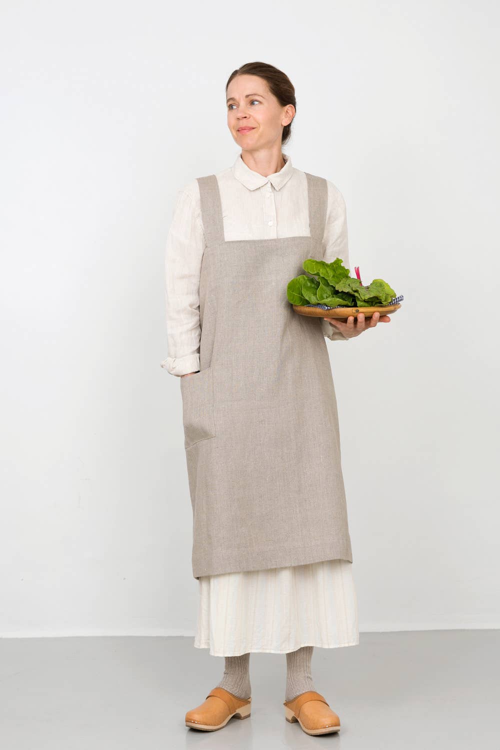 Linen Square Cross Apron Natural