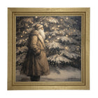 Santa near Lit Christmas Tree