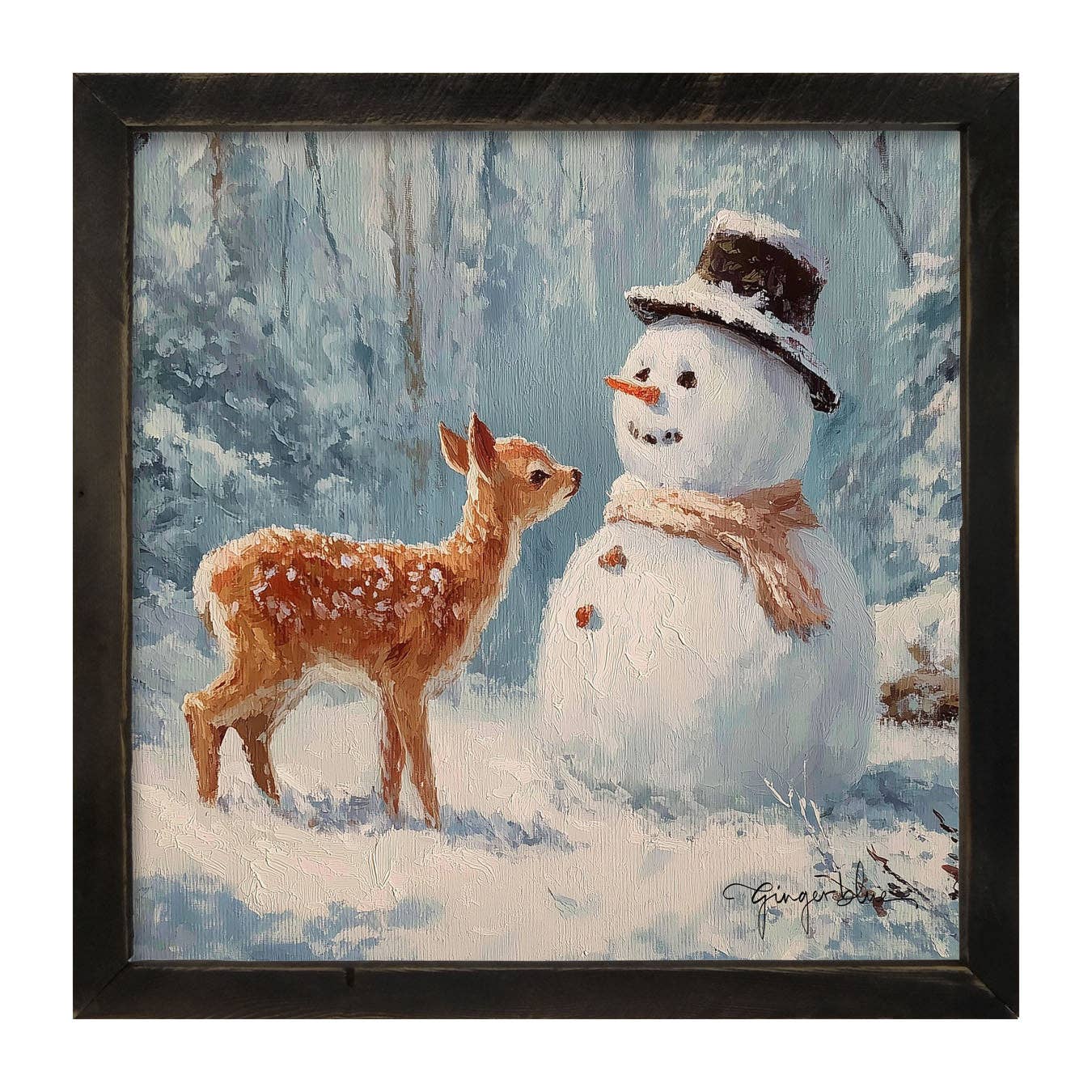Deer with Snowman Friend