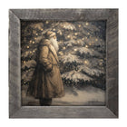 Santa near Lit Christmas Tree