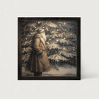 Santa near Lit Christmas Tree