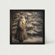 Santa near Lit Christmas Tree