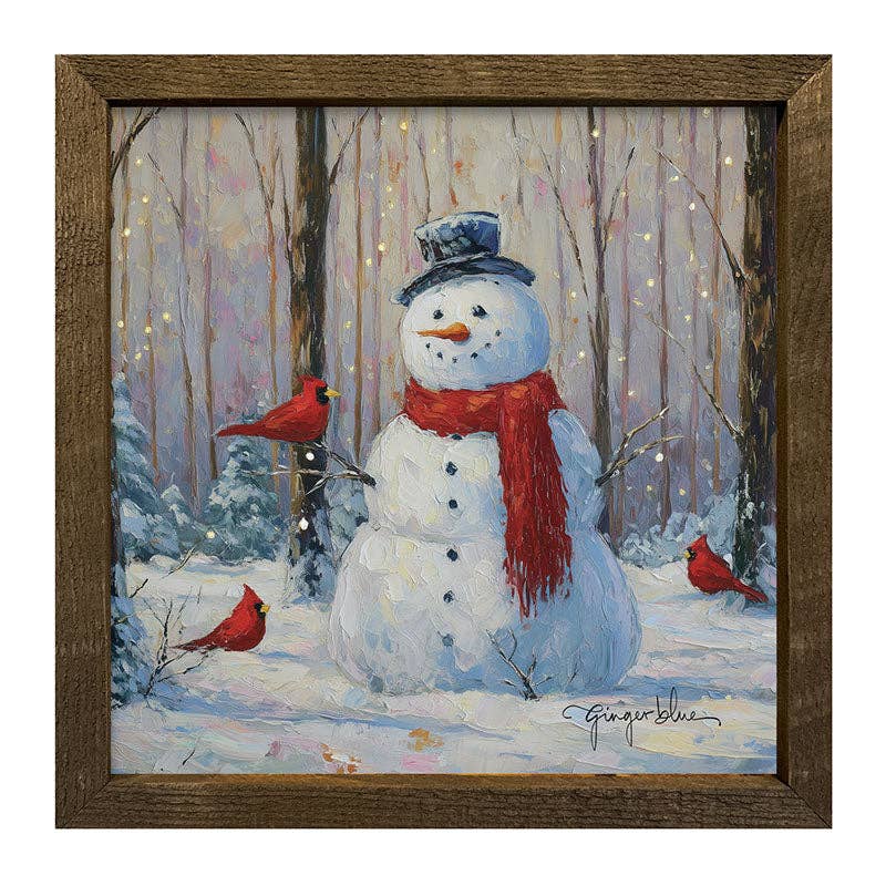 Snowman with Cardinals