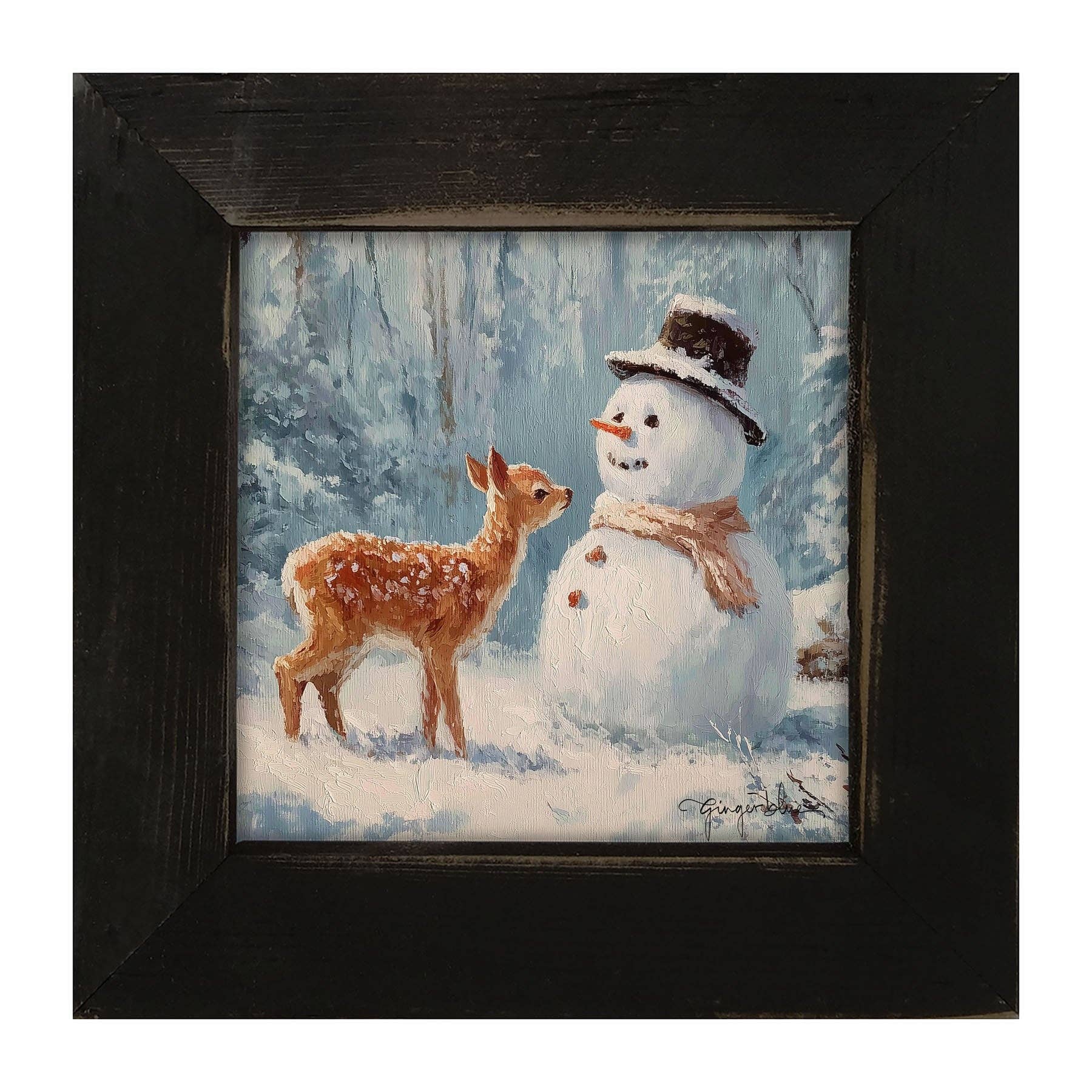 Deer with Snowman Friend