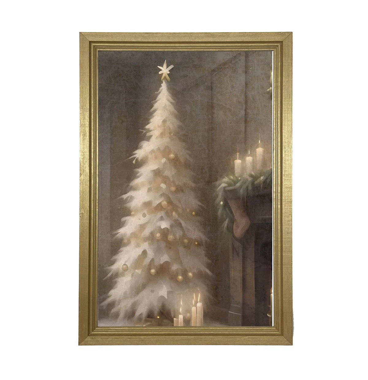 Gold and White Christmas Tree-Vertical Frame