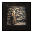 Santa near Lit Christmas Tree