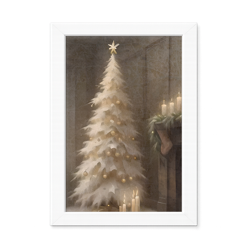 Gold and White Christmas Tree-Vertical Frame
