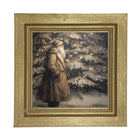 Santa near Lit Christmas Tree