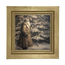 Santa near Lit Christmas Tree