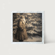 Santa near Lit Christmas Tree