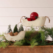 White and Gold Distressed Sleighs