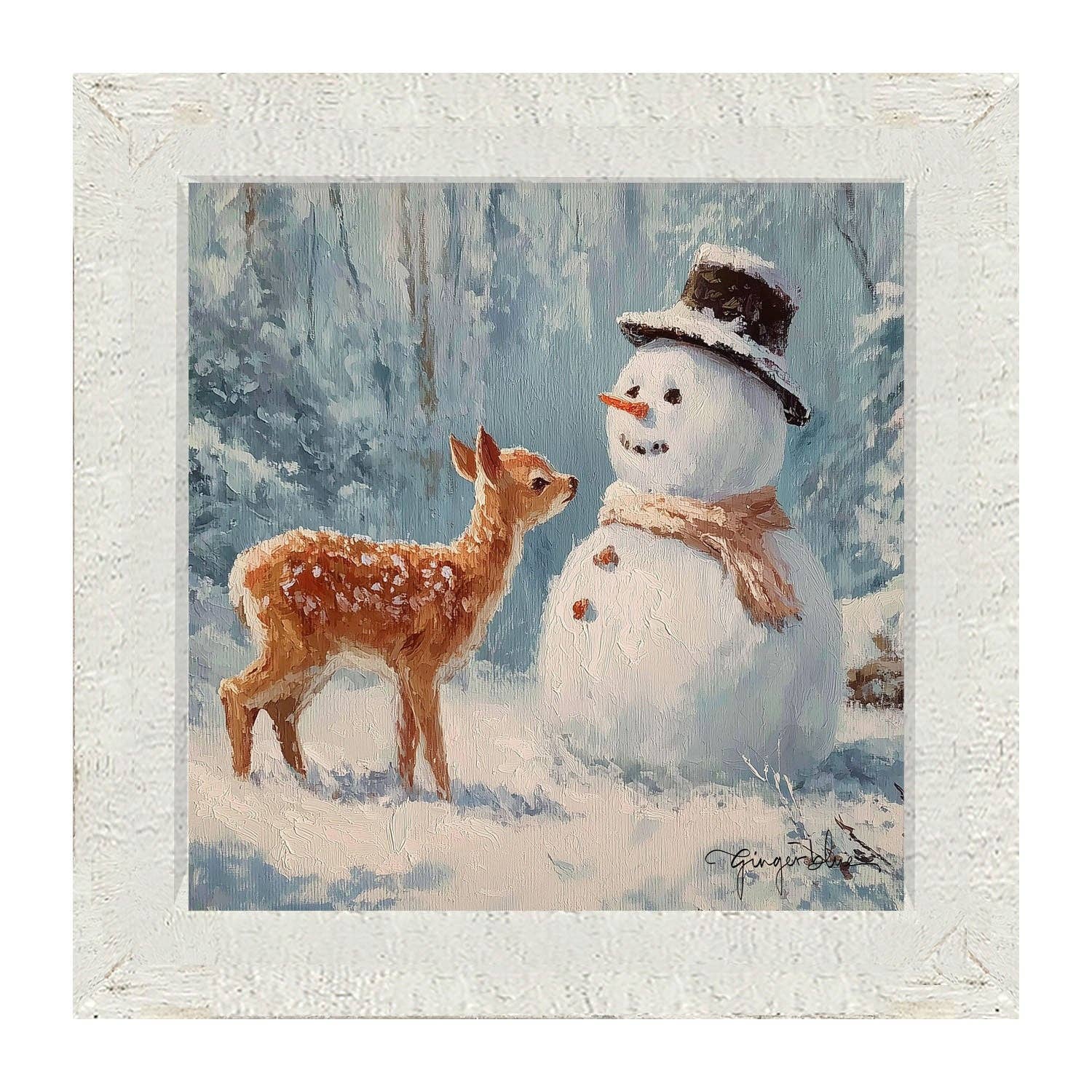 Deer with Snowman Friend