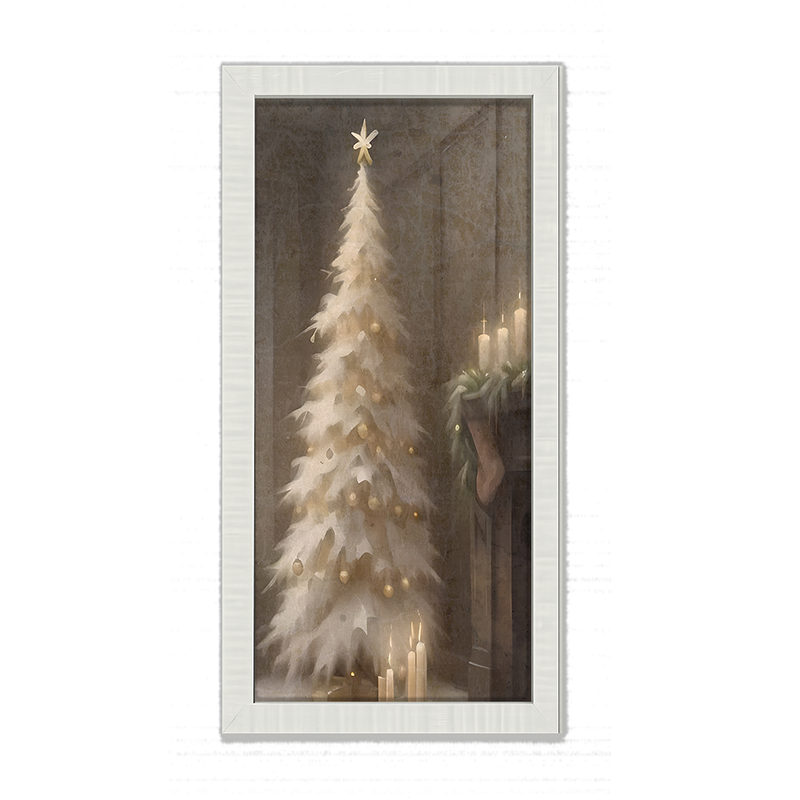 Gold and White Christmas Tree-Vertical Frame