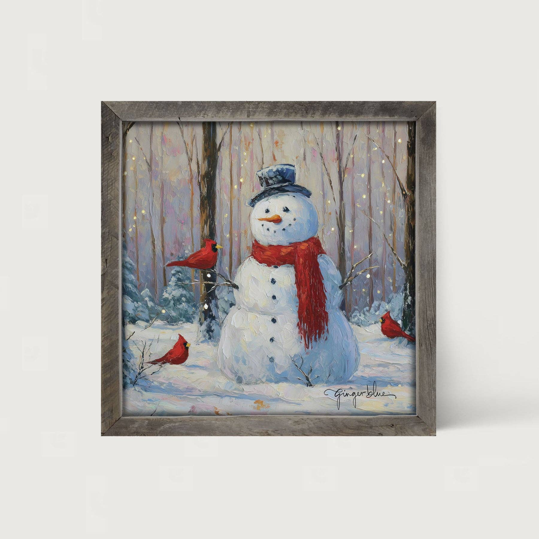 Snowman with Cardinals