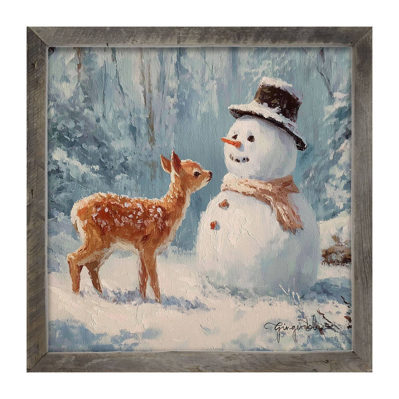Deer with Snowman Friend