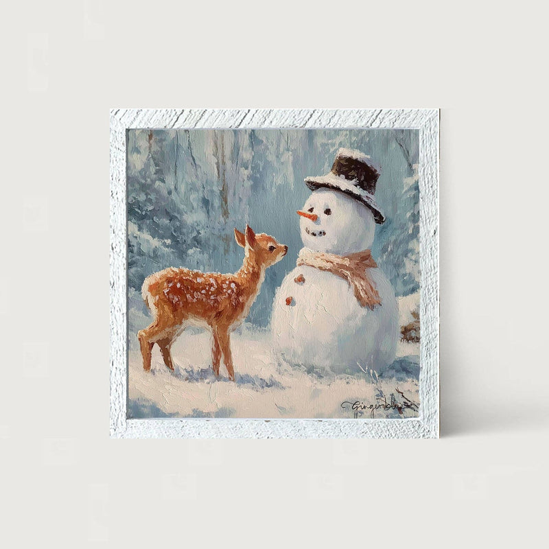 Deer with Snowman Friend