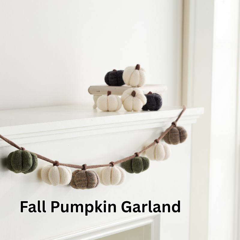 Knit Pumpkin Garland Autumn, Fall Accent, Thanksgiving Decor