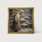 Santa near Lit Christmas Tree