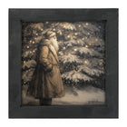 Santa near Lit Christmas Tree